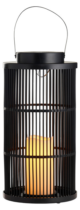 Lykt med solcelle svart 18 x 18 x 36 cm